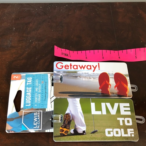Lewis N. Clark set of 2 luggage tags golf beach NWT - Picture 3 of 3